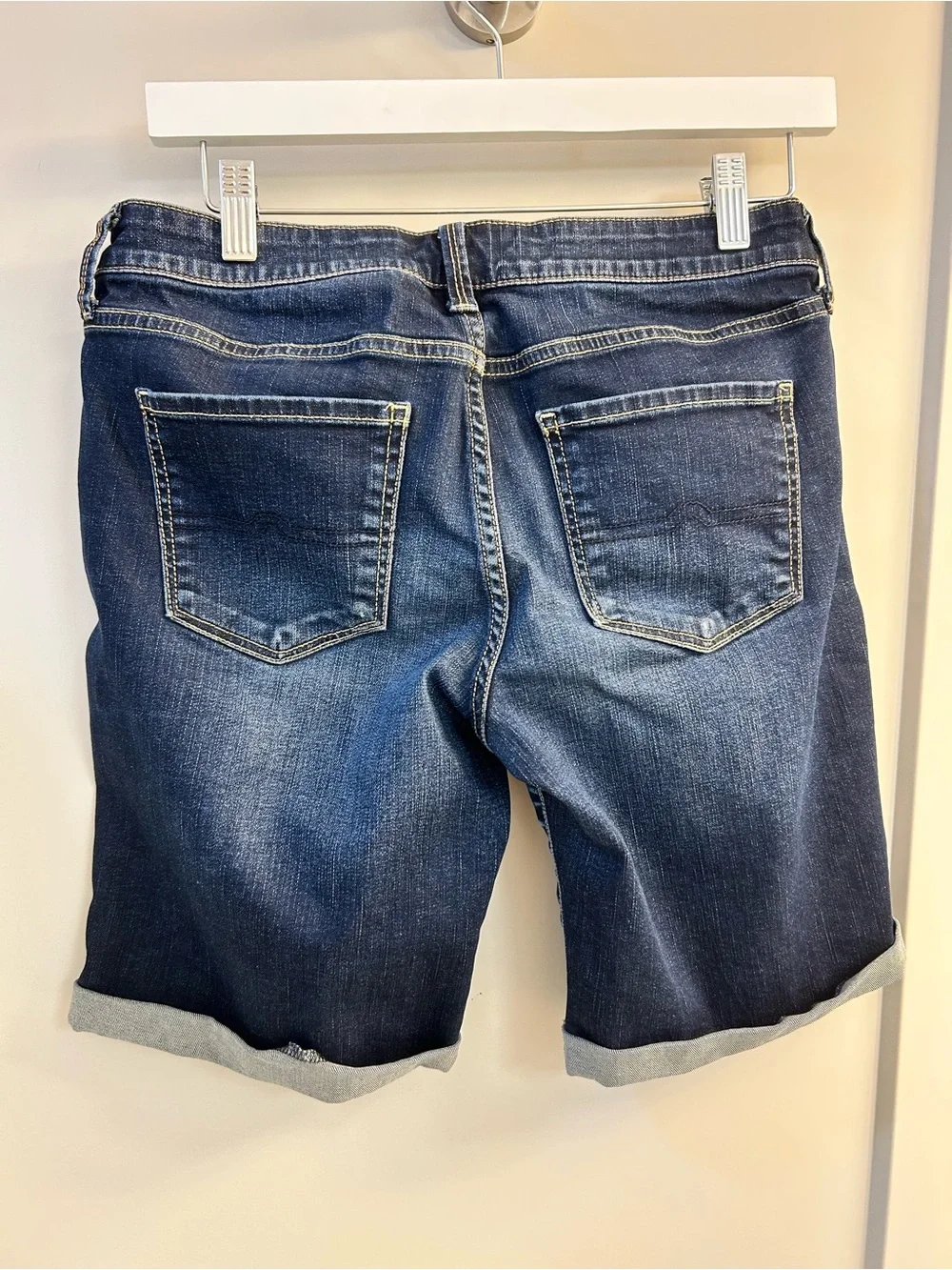 Juniors Arizona Jean Company Women's Dark Blue Rolled Cuff Denim Bermudas